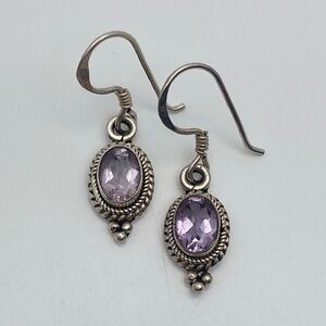 Sterling amethyst earrings with scroll design